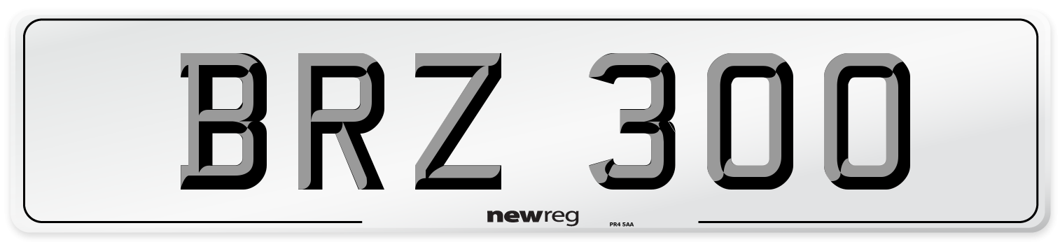 BRZ 300 Number Plate from New Reg